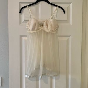 Victoria's Secret Sexy Little Things Ivory Lace mesh Babydoll 36C angelcore